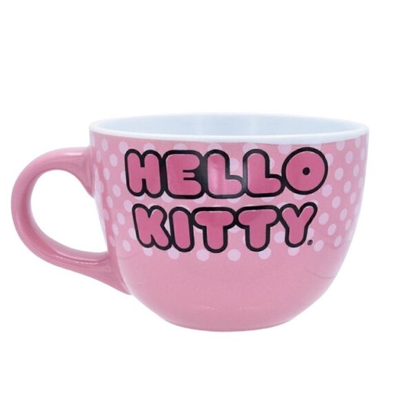 NEW!! Sanrio Hello Kitty Pink Polka Dots Soup Mug - Picture 5 of 6
